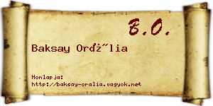 Baksay Orália névjegykártya